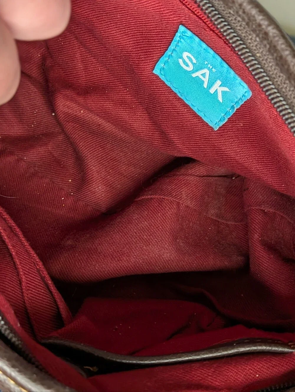 The Sak Brown Leather Slouchy Shoulder Bag with Contrast Stitching